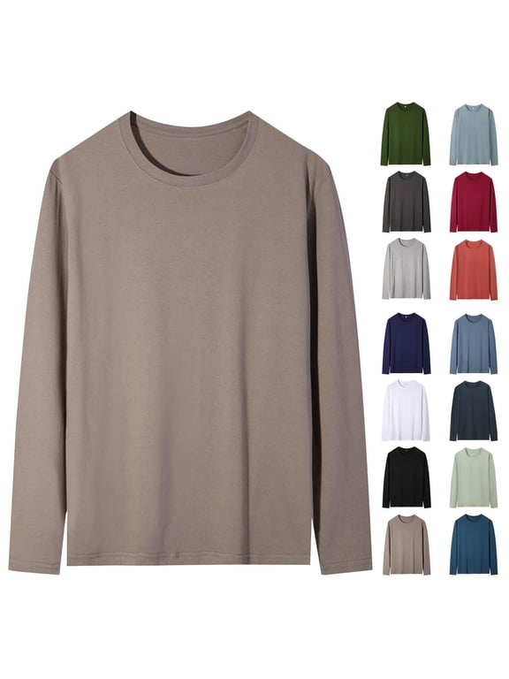 Mens Long Sleeve Shirt Pajamas Top, Men Long Sleeve Shirts Basic Solid Pajama T-Shirt Casual Soft Comfy Sleep Tees Fall Winter Undershirts