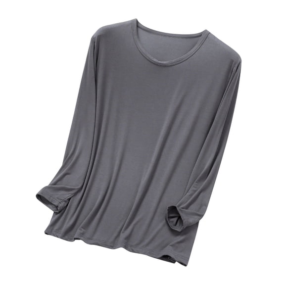 Bovxnpu Mens Long Sleeve Shirt Pajamas Top, Men Long Sleeve Shirts Basic Solid Pajama T-Shirt Casual Soft Comfy Sleep Tees Fall Winter Undershirts