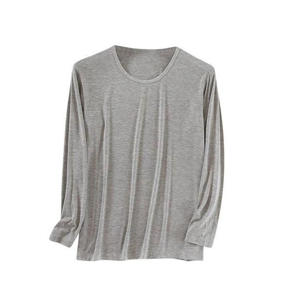 Bovxnpu Mens Long Sleeve Shirt Pajamas Top, Men Long Sleeve Shirts Basic Solid Pajama T-Shirt Casual Soft Comfy Sleep Tees Fall Winter Undershirts