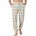 thumbnail image 1 of Bovxnpu Mens Pajama Pants Plaid Sleep LoungewearPants Pajama Bottoms with Pockets, Men's Lightweight Pajama Pants Soft Loungewear Sleep Joggers Adjustable Drawstring & Pockets All-Season Sleepwear, 1 of 5
