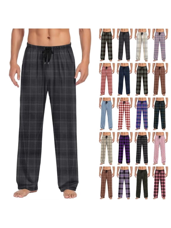 Mens Pajama Pants Plaid Sleep LoungewearPants Pajama Bottoms with Pockets, Men's Lightweight Loungewear Pants Sleepwear Loungewear