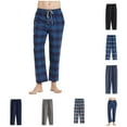 thumbnail image 1 of Bovxnpu Mens Pajama Pants Sleep LoungewearBottoms, Men Flannel Straight Barrel Drawstring Pajama Plaid Home Full Length Pants, 1 of 2