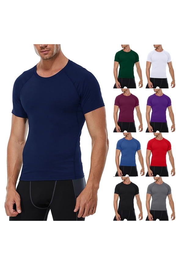 Mens Short Sleeve Tees,Short Sleeve Top for Men,Men's Solid Color Raglan Sleeve Training Slim Dry Crew Neck Performance T-Shirt