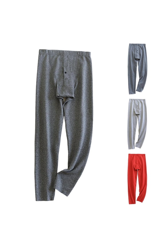 Mens Thermal Pants Fleece Lined Bottoms, Man Fleece Pajamas Pants Bottoms Winter Warm Sleeping Pants Full Length Pants