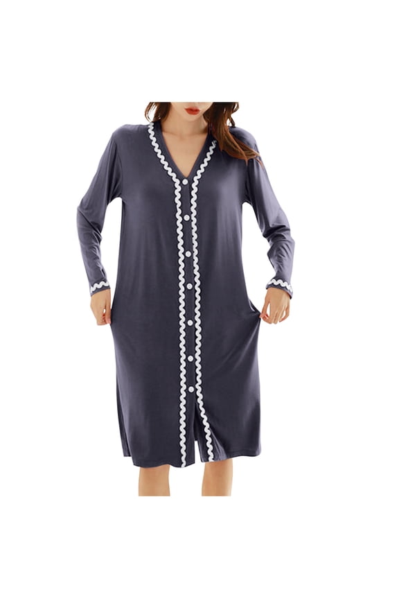 Open Front Mid Length Robe for Women,Soft Bathrobe,Cozy Wearable Loungewear Sleepwear