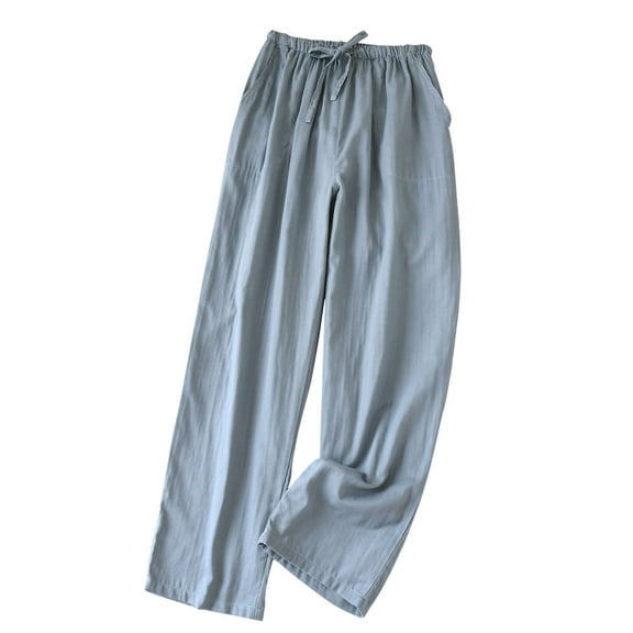 HBGVBA Pajamas Pants for Men,Mens Soft Sleep Pants,Men's Solid Color Yarn Elastic Waist With Pockets Soft Lightweight Breathable Sleep Home Casual Pants