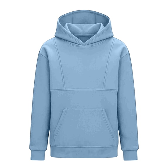 HBGVBA Pullover Hoodie for Boys,Solid Color Long Sleeve Hooded Sweatshirt With Side Pockets Casual Warm Basic Top Fall Winter Daily Leisure Wear