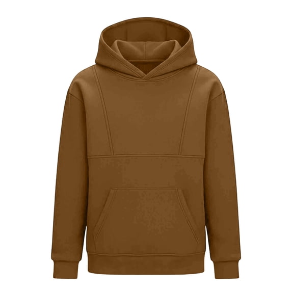 HBGVBA Pullover Hoodie for Boys,Solid Color Long Sleeve Hooded Sweatshirt With Side Pockets Casual Warm Basic Top Fall Winter Daily Leisure Wear