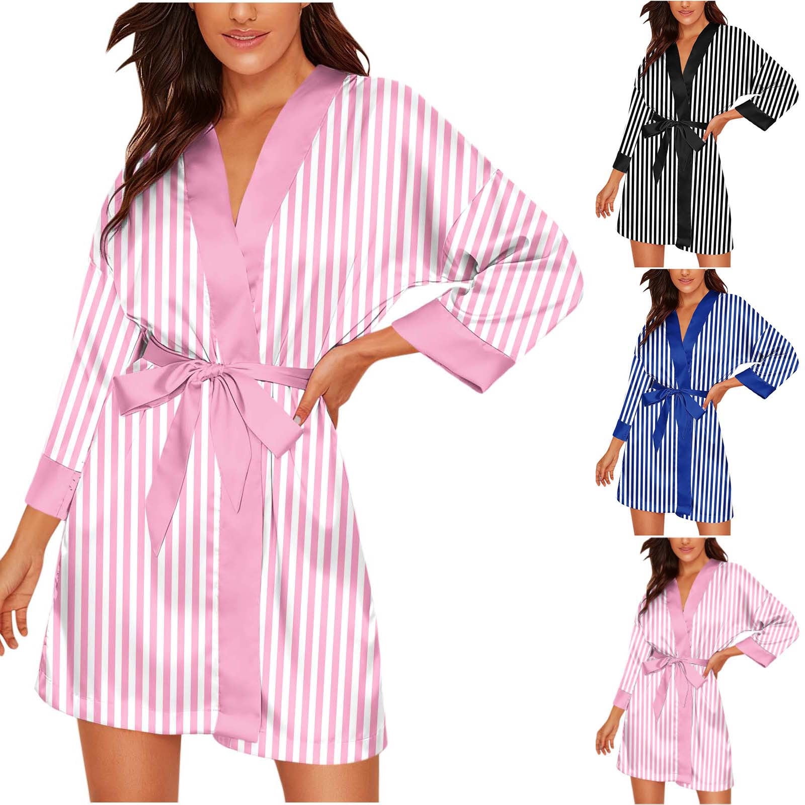 Bovxnpu Robes for Women, Silk Robes for Women Shawl Collar Satin ...