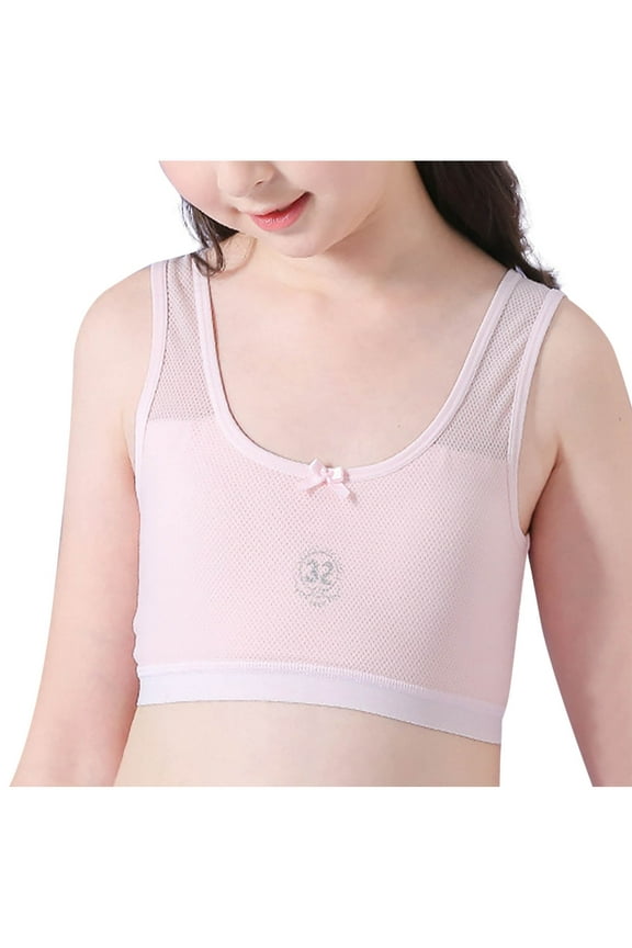 Seamless Bra for Girl,Training Bras for Teen,8-14 Years Developmental Camisole Soft Breathable Exposure with Pads Bra