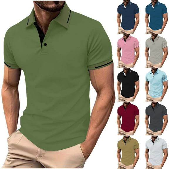 HBGVBA Shirts for Men,Men Short Sleeve Shirt,Men's Fashion Casual Solid Color Versatile Short Sleeve Turn Down Collar Classic Soft Stretch Breathable Daily Wear Shirts