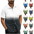 thumbnail image 1 of HBGVBA Shirts for Men,Men Short Sleeve Shirt,Men's Gradient Color Button Cardigan Short Sleeve Turn Down Collar Soft Breathable Lightweight Casual Fashion Daily Wear Shirts, 1 of 5