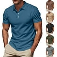 thumbnail image 1 of HBGVBA Shirts for Men,Men Short Sleeve Shirt,Men's Pullover Solid Color Button Short Sleeve Turn Down Collar Soft Lightweight Breathable Casual Regular Daily Wear Shirts, 1 of 4