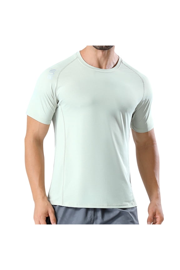 Short Sleeve Blouses for Men,Men's Athleisure Tops,Solid Color Stretch Athleisure Fast Dry Raglan Sleeve Crew Neck Short Sleeve T-Shirts