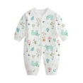 thumbnail image 1 of HBGVBA Soft Cottons Rompers for Toddler Baby,0-12M Boys Girls Cottons Print Snap Button Crew Neck Long Sleeve Full Length Romper, 1 of 4