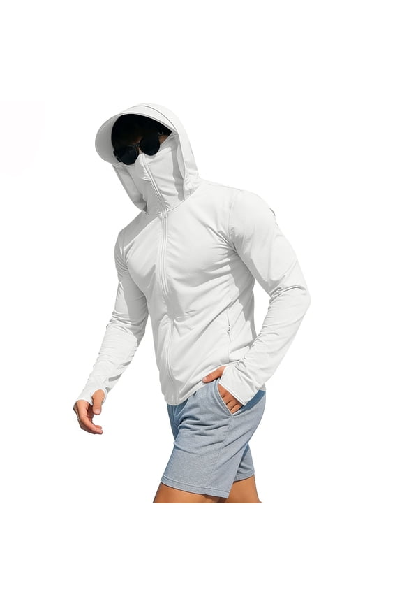 Sun Protection Clothings for Men,Long Sleeve Activewear,Solid Color Summer Sun Shirts Breathable Protection Fast Dry Hooded Tops
