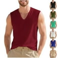 thumbnail image 1 of HBGVBA Tank Top for Men,Men's Tank Top Undershit,Men's Solid Color Breathable Casual V Neck Sleeveless Vacation Training Soft Comfortable Basic Layering Tank Tops, 1 of 5