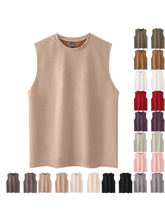 Tank Top for Men,Men's Tank Top Undershit,Men's Gym Workout Casual Slim Crew Neck Wide Shoulder Ribbed Stringer Bodybuilding Tank Tops