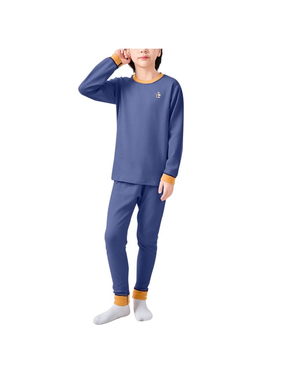 Thermal Underwear Set for Kids Fleece Lined Crew Neck Long Sleeve Top and Long Pants Fall Winter Warm Base Layer Outfits,2-3 Years