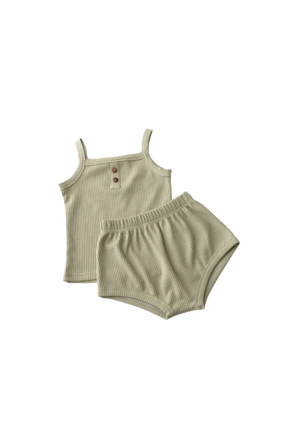 Toddler Girl's Summer Set,2 Piece Cami and Shorts Set,Solid Knit Cami Top Pants Soft Comfortable Set