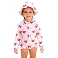thumbnail image 1 of HBGVBA Toddler Girls 1 Piece Zip Up Swimsuit,Sun Protection Swimwear with Swim Cap,Floral Print Swimsuit Half Placket Detail with Swim Cap for 3-10 Years Kids, 1 of 5