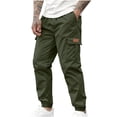 thumbnail image 1 of HBGVBA Trousers for Men,Mens Pant Casual,Men's Casual Solid Color Pants Drawstring Cuffed Ankle Multi Pocket Slim Tapered Leg Detail Daily Wear Pants, 1 of 5