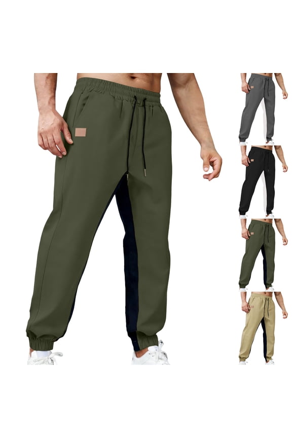 Trousers for Men,Mens Pant Casual,Men's Solid Color Cargo Casual Drawstring Color Cuffed Ankle Daily Wear Pants