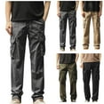 thumbnail image 1 of HBGVBA Trousers for Men,Mens Pant Casual,Men's Solid Color Elastic Waist Slim Cargo Pants Multi Pocket Casual Daily Wear Pants, 1 of 5