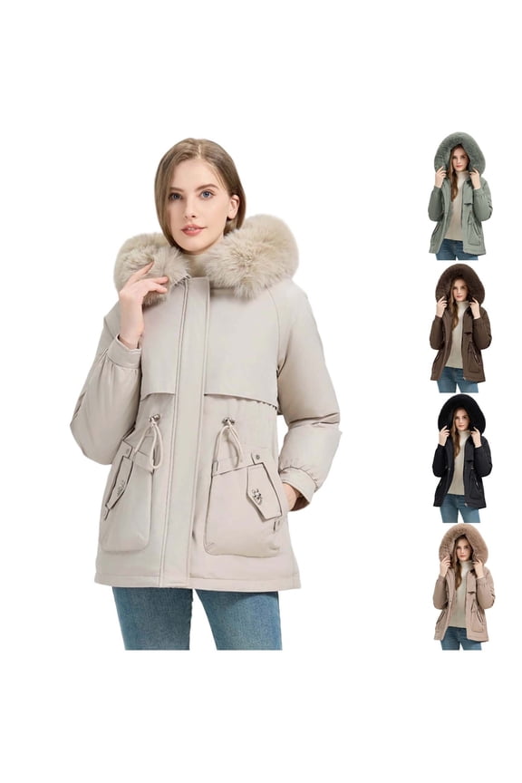 Winter Coats for Women, Women's Down Jackets Fall Winter Down Cotton Coat Mid Length Korean Style Loose Padded Jacket Long Sleeve Warm Winter Clothing