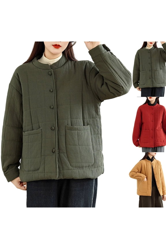 HBGVBA Winter Coats for Women, Women's Down Jackets All Purpose Casual Thickened Cotton Coat Long Sleeve Warm Winter Clothing
