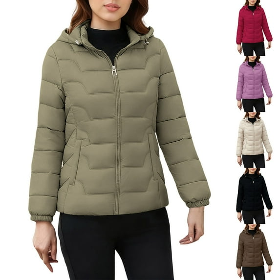 HBGVBA Winter Coats for Women, Women's Down Jackets Casual Solid Color Cotton Coat Warm Winter Clothing