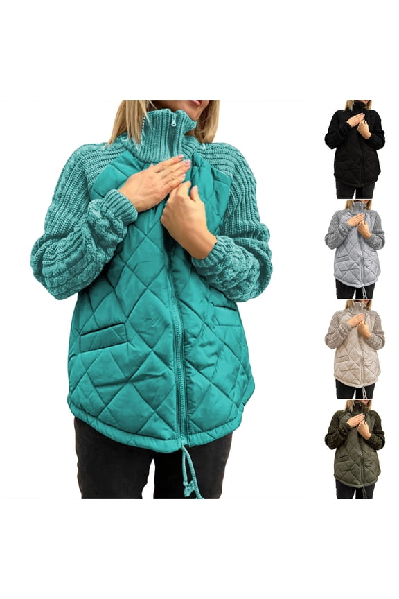Winter Coats for Women, Women's Down Jackets Quilted Down Jacket Casual Lightweight Stand Collar Zip Up Warm Winter Clothing