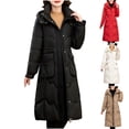 thumbnail image 1 of Bovxnpu Winter Coats for Women, Women's Down Jackets Solid Color Buttoned Pocket Zip Up Long Sleeve Hooded Cotton Coat Warm Winter Clothing, 1 of 5