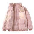 thumbnail image 1 of Bovxnpu Winter Coats for Women, Women's Down Jackets Solid Color Zip Up Stand Collar Cotton Coat with Pockets No Hood Casual Warm Winter Clothing, 1 of 6