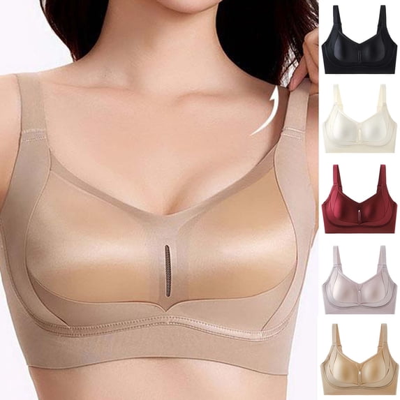 HBGVBA Wireless Bras for Women V Neck Wide Strap Solid Color Comfortable Supportive Soft Bra
