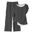 thumbnail image 1 of HBGVBA Women 2 Piece Outfits,Casual Matching Set,Loose Random Print Long Pants Back Short Sleeve Round Neck Top Outfit Set, 1 of 5