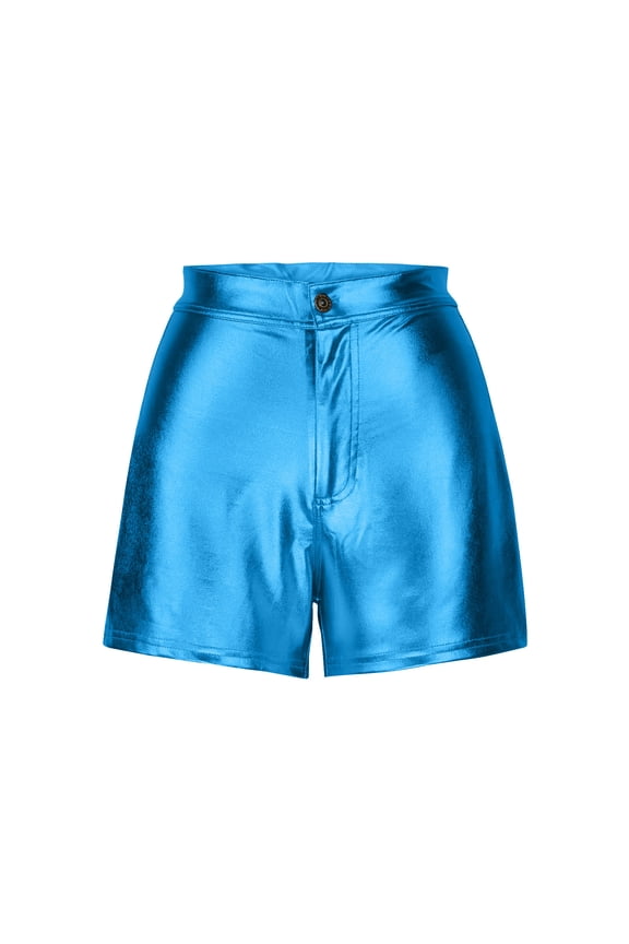 Women Casual Shorts,Summer Workout Shorts,Metallic Candy Color High Stretch Slim Fitted Fashion Casual Party Shorts