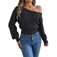 HBGVBA Women Off Shoulder Cable Knit Sweater,One Shoulder Hollow Ribbed ...
