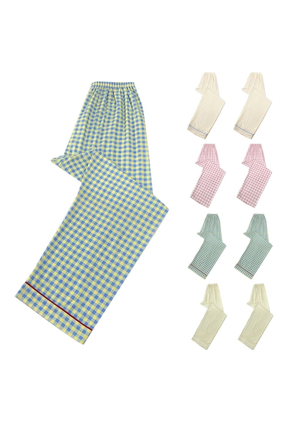 Women Pajama Pants, Plus Size Pajama Pants Sleep Pants Lounge Pants 3 Quarter Length Print Checkered Home Elastic Waist Trousers Loungewear Sleepwear