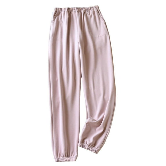 Bovxnpu Women Pajama Pants, Plus Size Pajama Pants Sleep Pants Lounge Pants Fall Winter Solid Color Cotton with Pockets Cuffed Trousers for Home Warm Sleep Trousers Loungewear Sleepwear