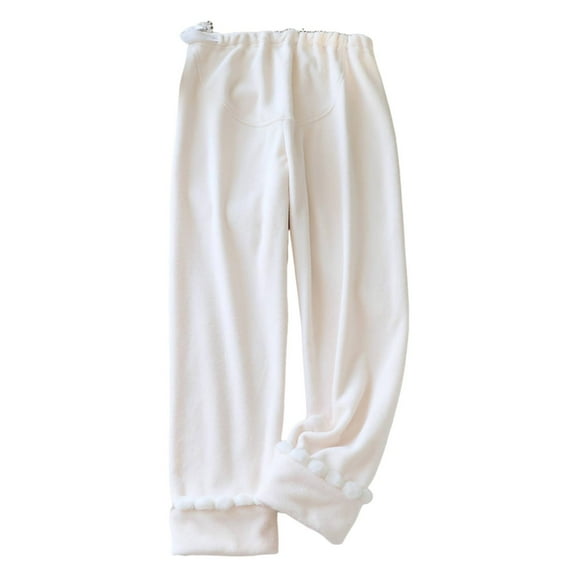 Bovxnpu Women Pajama Pants, Plus Size Pajama Pants Sleep Pants Lounge Pants Fall Winter Solid Color Thickened Drawstring Trousers for Home Warm Sleep Trousers Loungewear Sleepwear