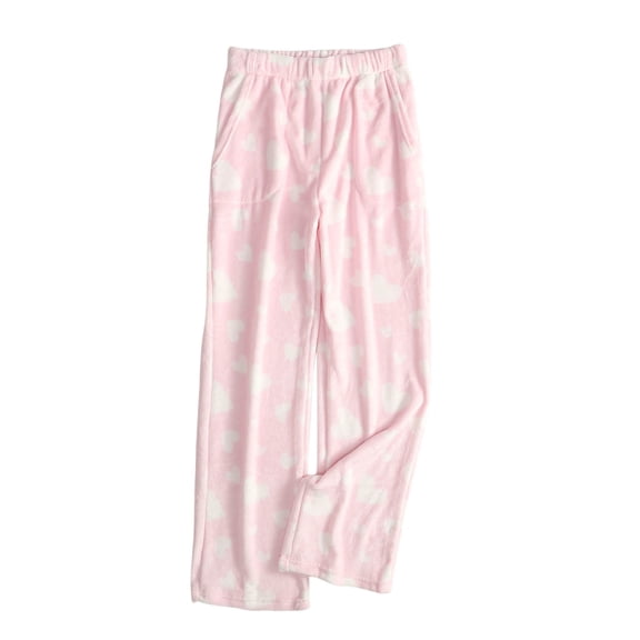 Bovxnpu Women Pajama Pants, Plus Size Pajama Pants Sleep Pants Lounge Pants Print Flannel Thickened Warm Elastic Waist with Pockets Home Sleep Trousers Loungewear Sleepwear