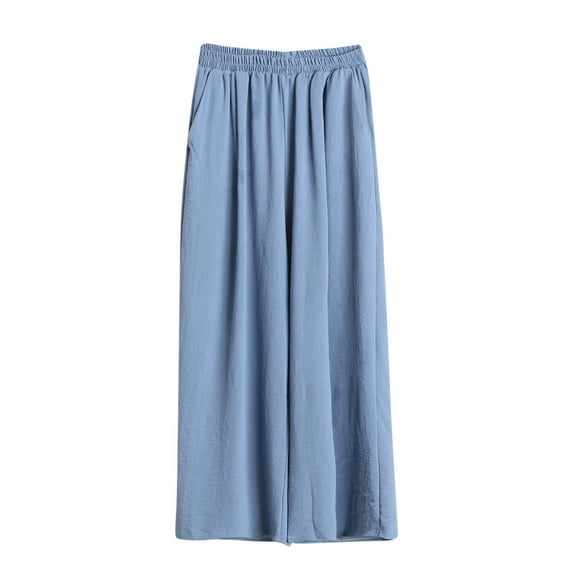 Bovxnpu Women Pajama Pants, Plus Size Pajama Pants Sleep Pants Lounge Pants Silk Linen with Pockets Wide Leg High Waist Plus Size Solid Color Loose Trousers Loungewear Sleepwear