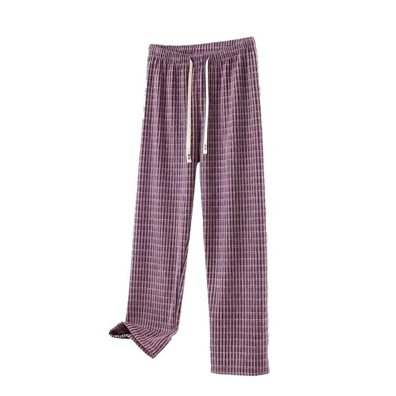 Bovxnpu Women Pajama Pants, Plus Size Pajama Pants Sleep Pants Lounge Pants Stylish Checkered Elastic Waist Home 3 Quarter Length Cotton Sleep Trousers Loungewear Sleepwear
