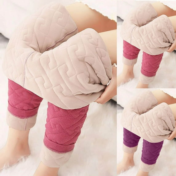 Bovxnpu Women Pajama Pants, Plus Size Pajama Pants Stylish Solid Color Warm Fleece Lined Thickened Base Layer Trousers Loungewear Sleepwear