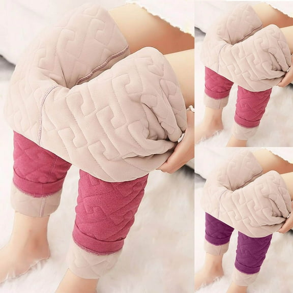 Bovxnpu Women Pajama Pants, Plus Size Pajama Pants Stylish Solid Color Warm Fleece Lined Thickened Base Layer Trousers Loungewear Sleepwear