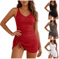 thumbnail image 1 of HBGVBA Women's 1 Piece Swimsuit,Tankini Bathing Suits,Solid Color Swimsuit with Side Slit and Modest Designs, 1 of 5