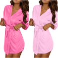 thumbnail image 1 of HBGVBA Women's 2 PC Lightweight Short Robe,Ice Silk Bathrobe Matching Nightgown Home Loungewear Sleep Set, 1 of 5