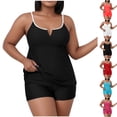 thumbnail image 1 of HBGVBA Women's 2 Piece Swimsuit,Plus Size Bathing Suits,Backless Tankini Set with Mesh Panel and Detail, 1 of 5