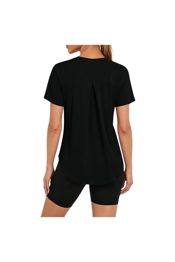 Women's Active Wear Short Sleeve Shirts,Slim Fitted Stretch Lightweight Ice Silk Sun Protection Hiking Sports Top